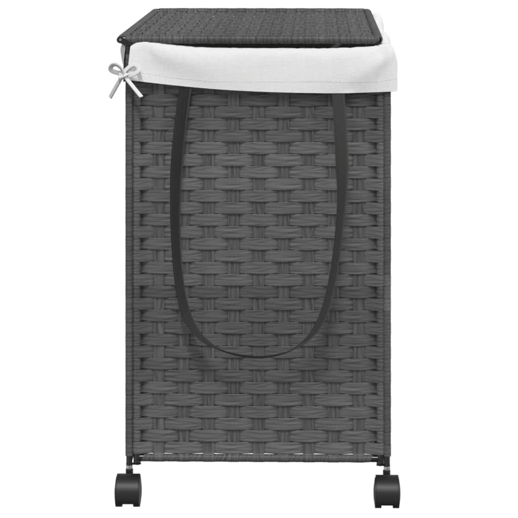 Wasmand op wielen 60x35x60,5 cm rattan grijs