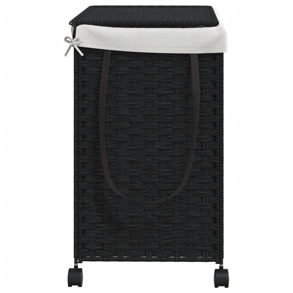 Wasmand op wielen 60x35x60,5 cm rattan grijs