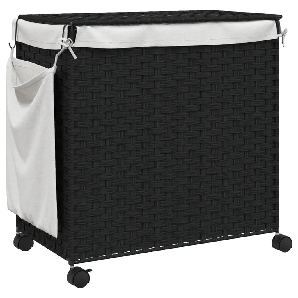 Wasmand op wielen 60x35x60,5 cm rattan grijs