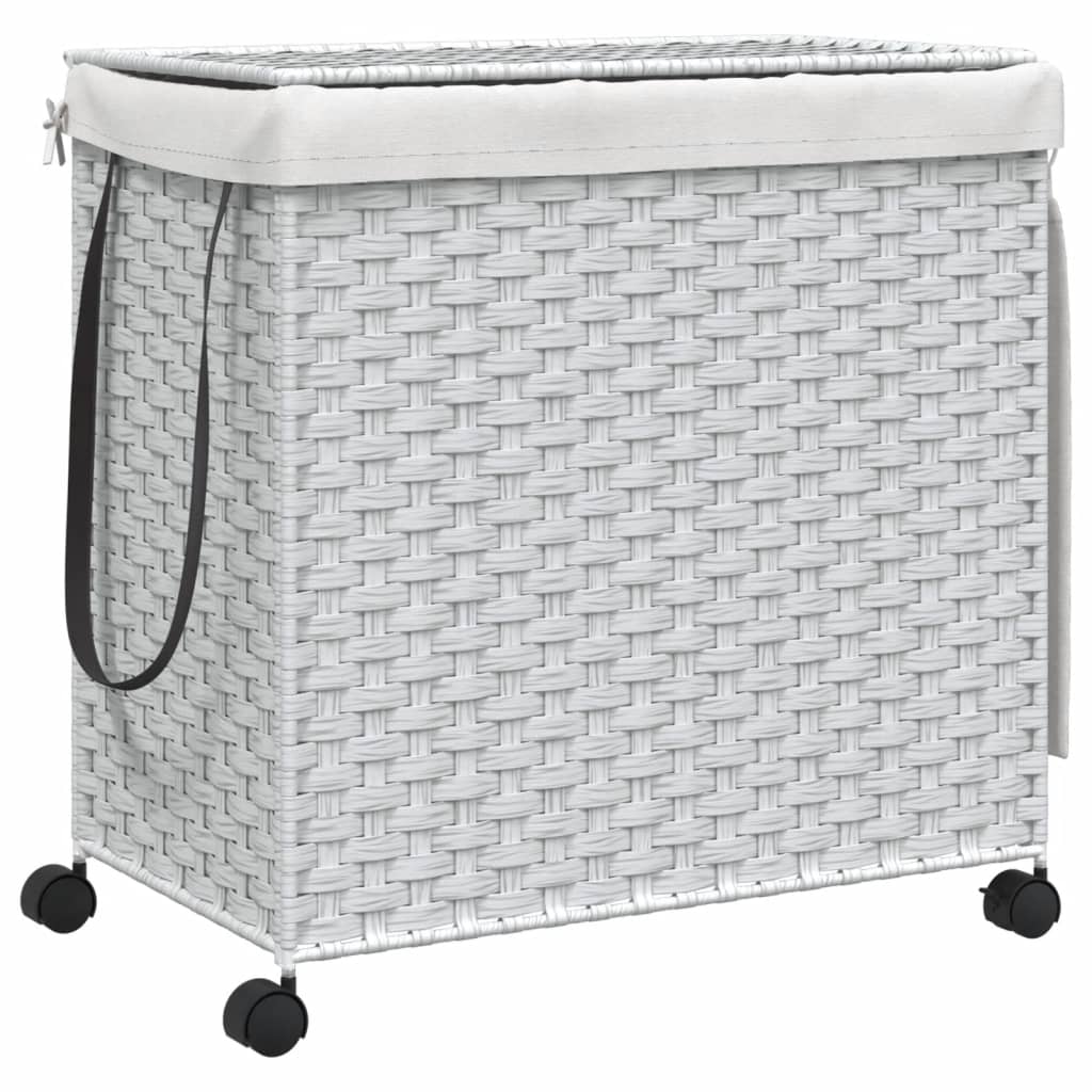 Wasmand op wielen 60x35x60,5 cm rattan grijs