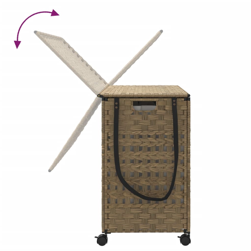 Wasmand op wielen 66x35x60 cm rattan