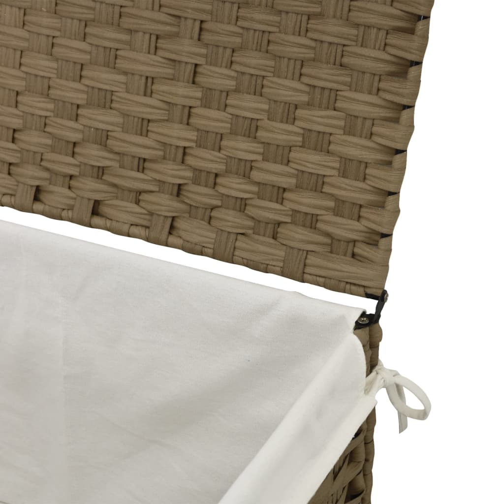 Wasmand met deksel 55,5x35x34 cm poly rattan