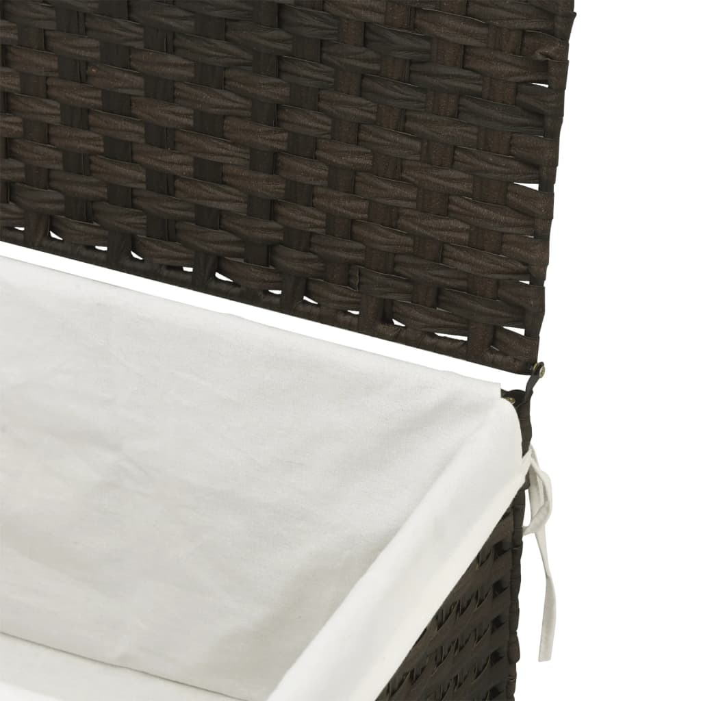 Wasmand met deksel 55,5x35x34 cm poly rattan zwart