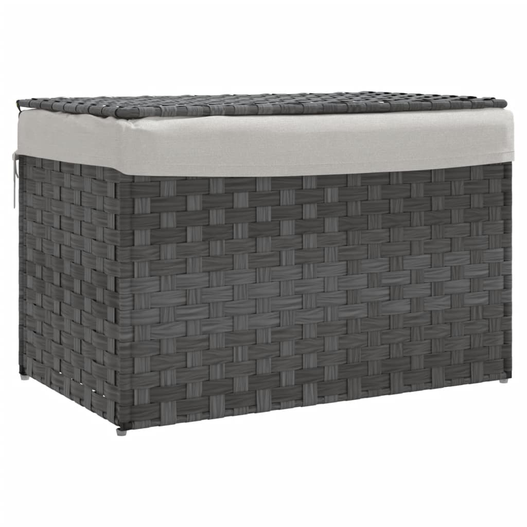 Wasmand met deksel 55,5x35x34 cm poly rattan