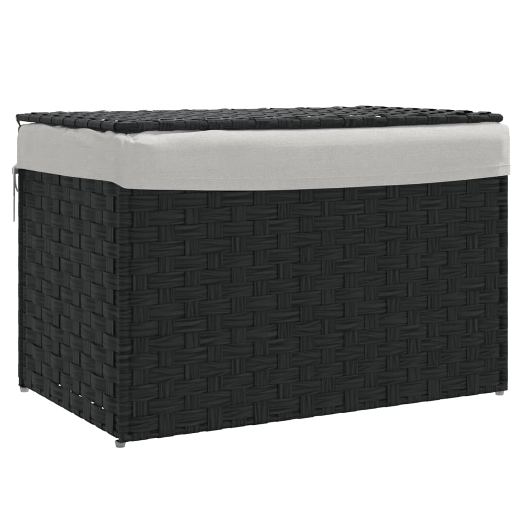 Wasmand met deksel 55,5x35x34 cm poly rattan