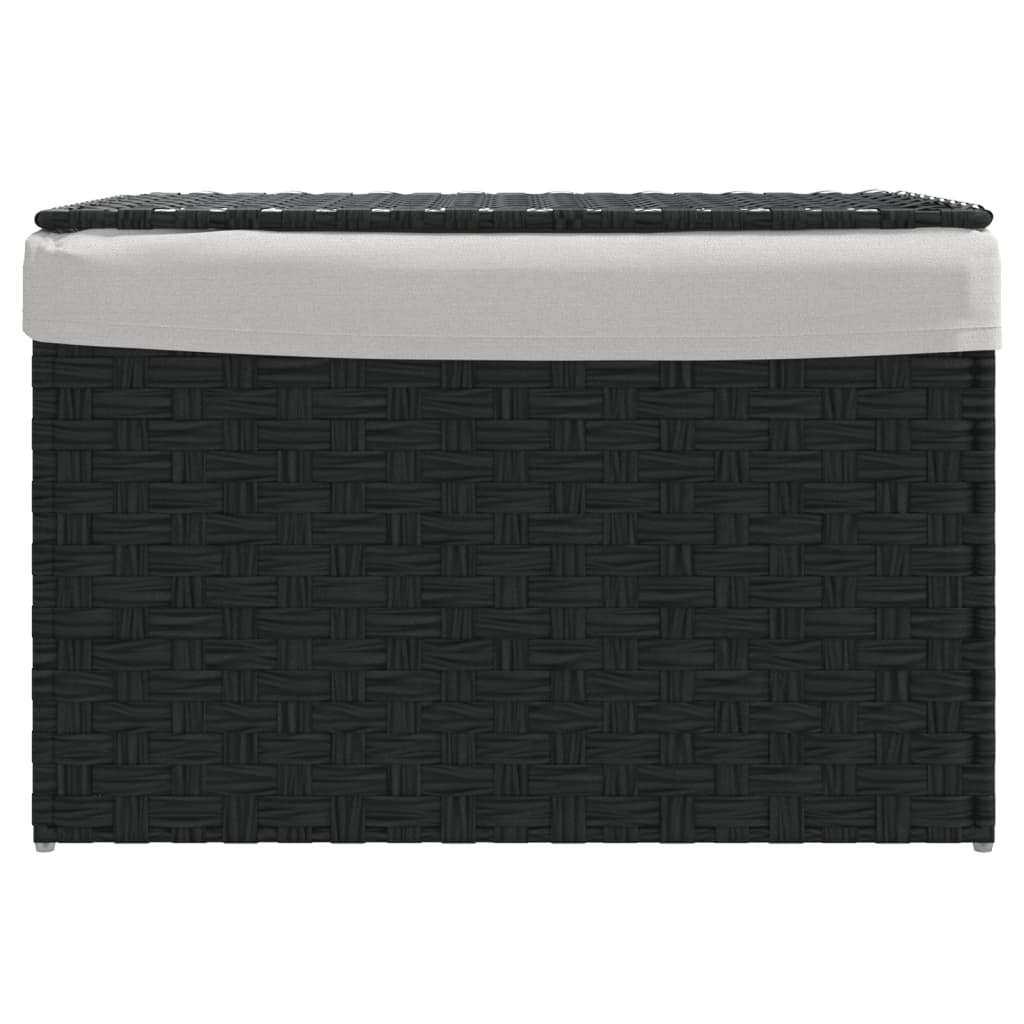 Wasmand met deksel 55,5x35x34 cm poly rattan