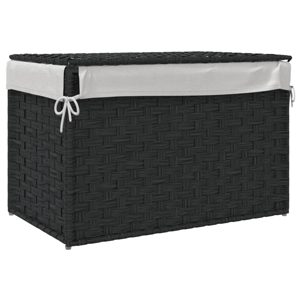 Wasmand met deksel 55,5x35x34 cm poly rattan