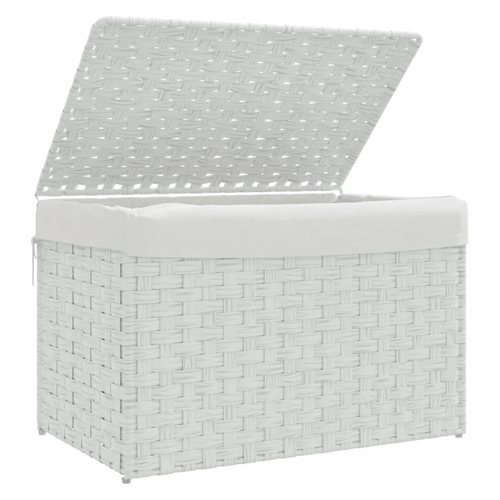 Wasmand met deksel 55,5x35x34 cm poly rattan zwart