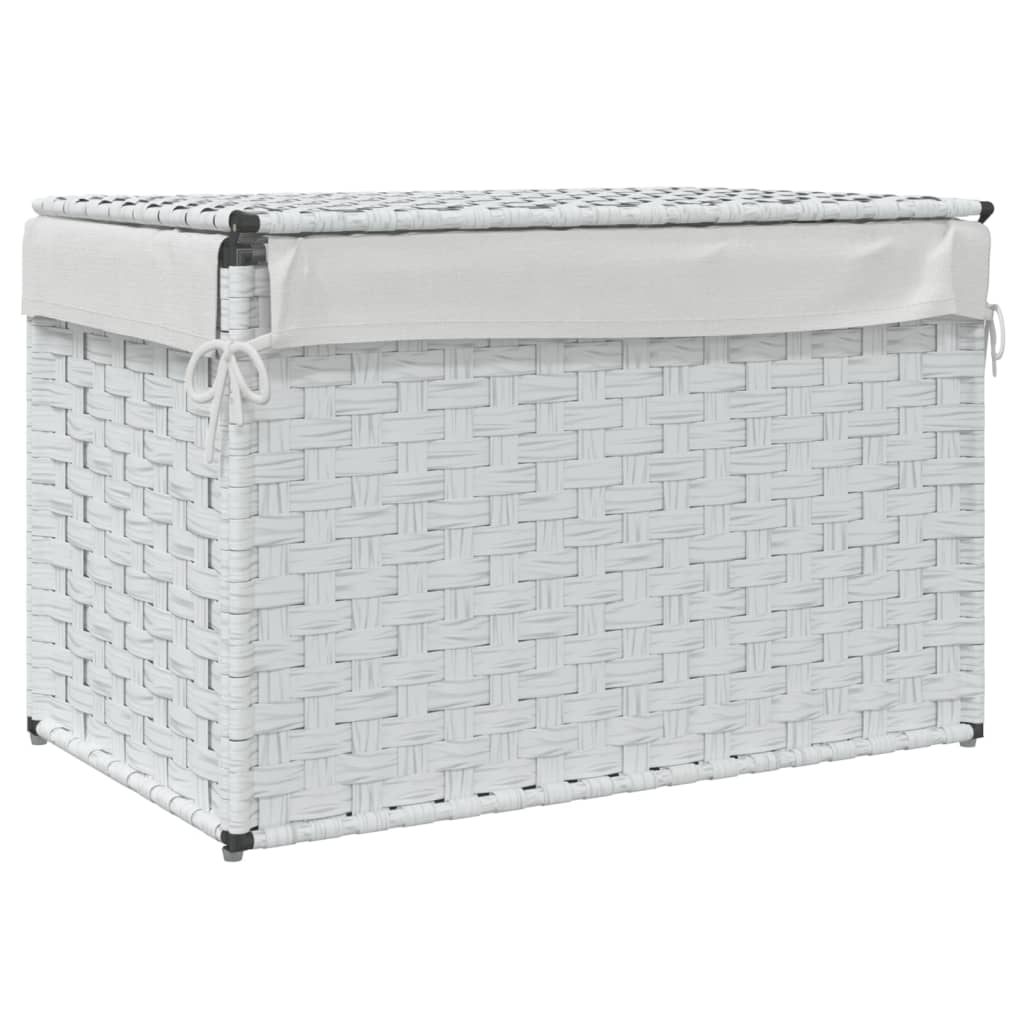 Wasmand met deksel 55,5x35x34 cm poly rattan zwart