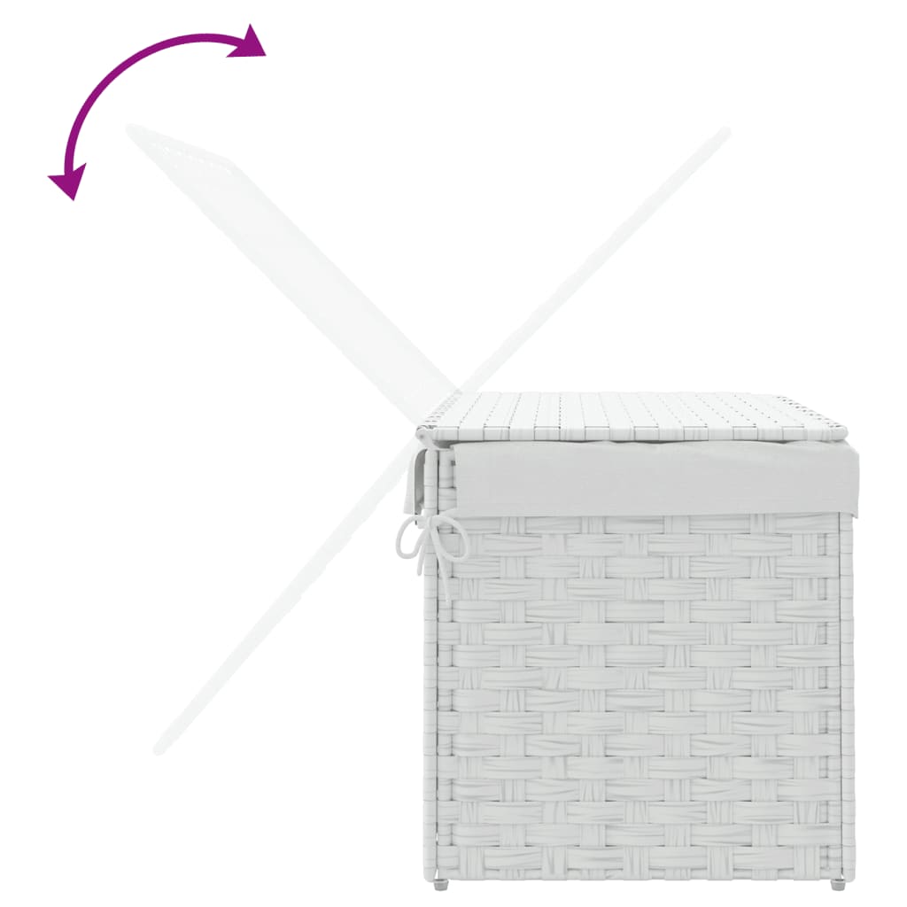 Wasmand met deksel 55,5x35x34 cm poly rattan zwart