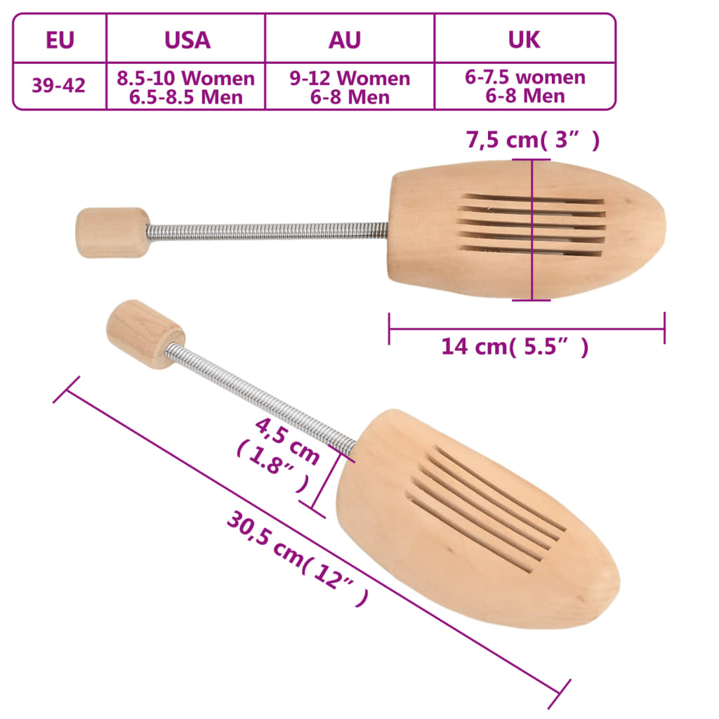 Schoenspanners 2 paar EU maat 39-42 massief lotushout