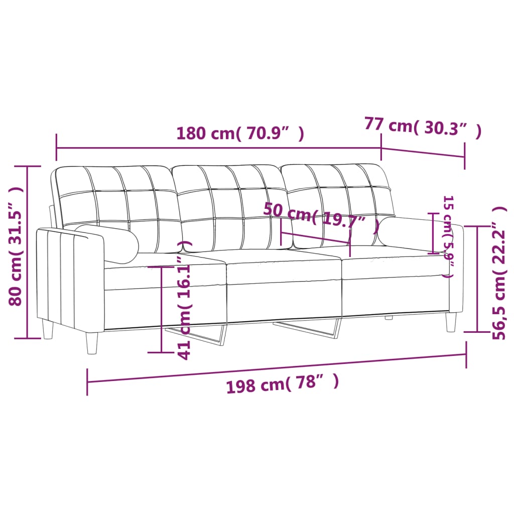 Tweezitsbank met sierkussens 120 cm stof