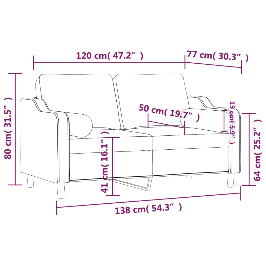 Driezitsbank met sierkussens 180 cm stof