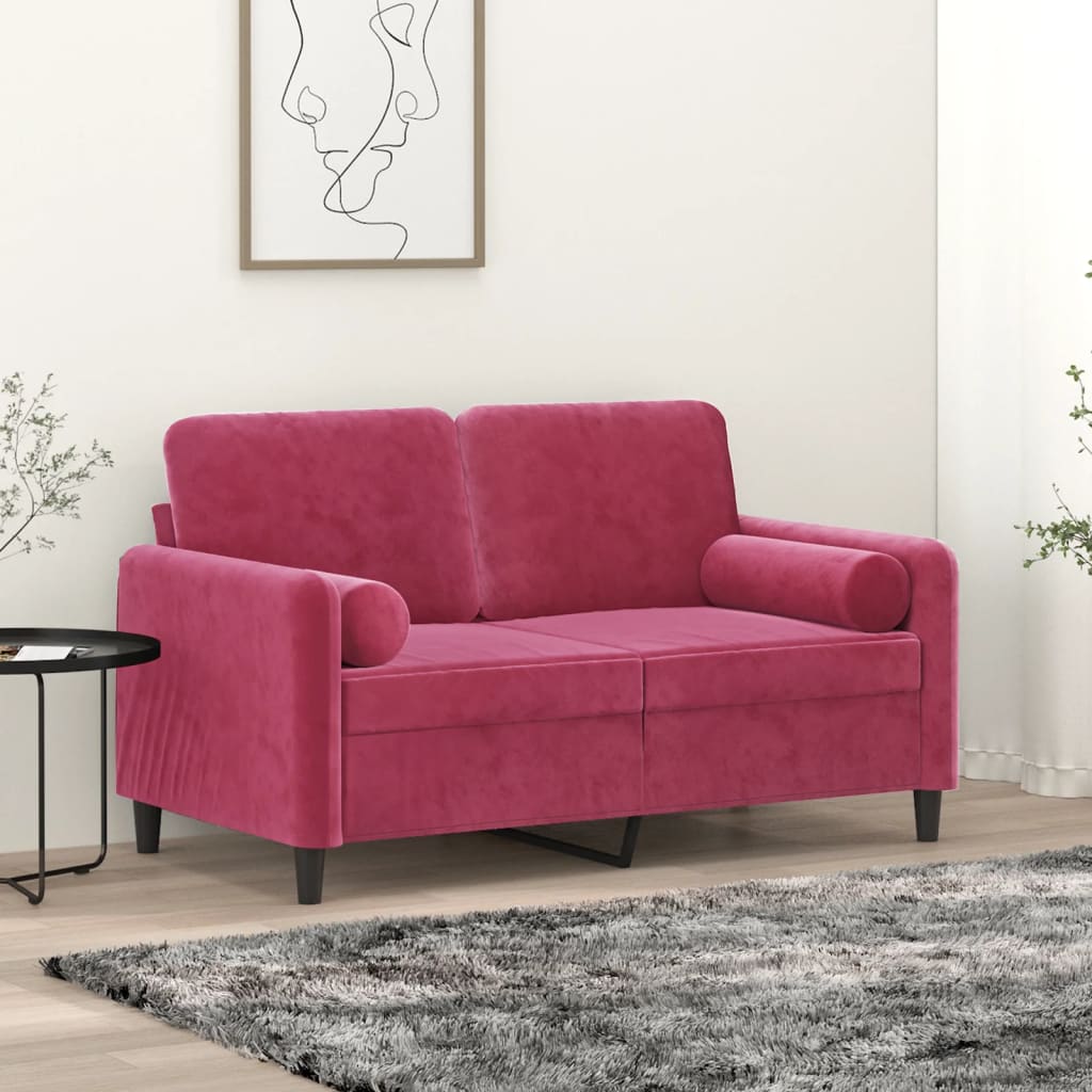 Tweezitsbank met sierkussens 140 cm fluweel roze