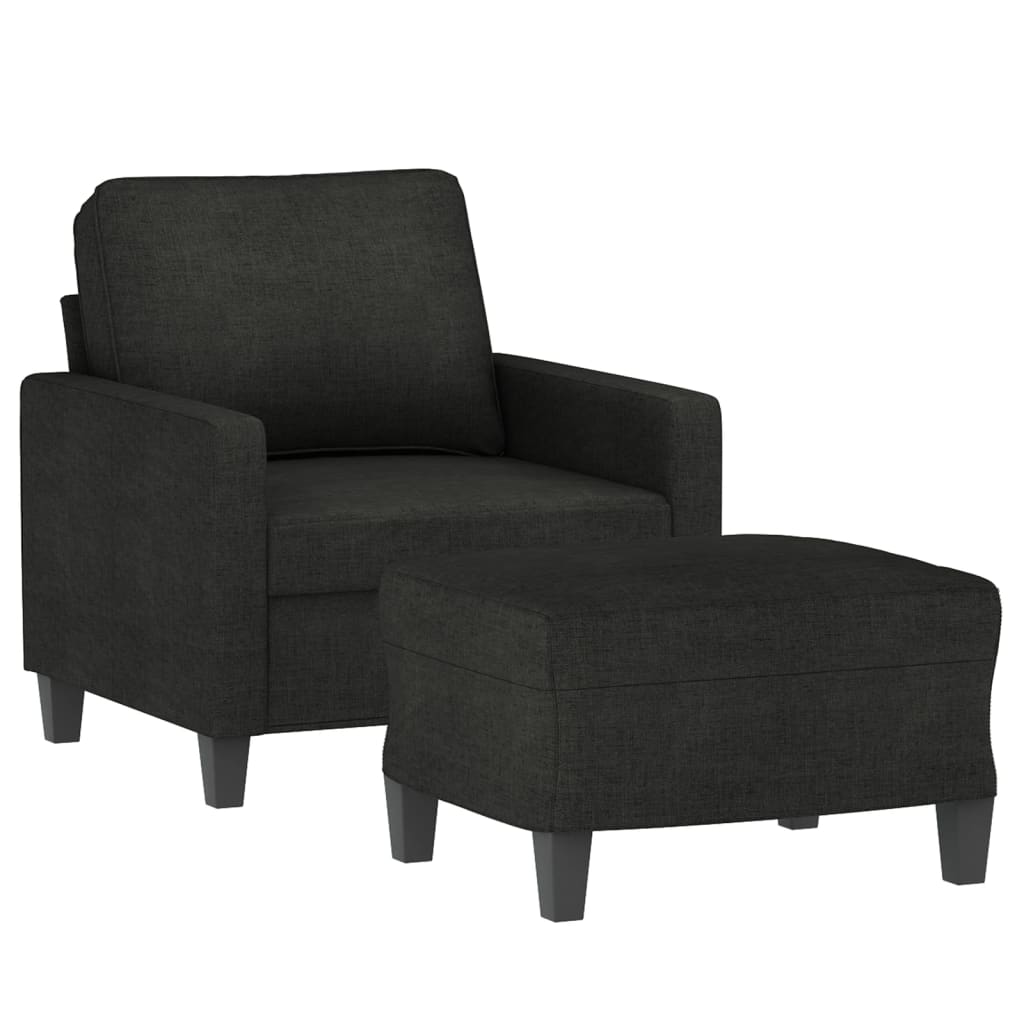 Fauteuil met voetenbank 60 cm stof lichtgrijs