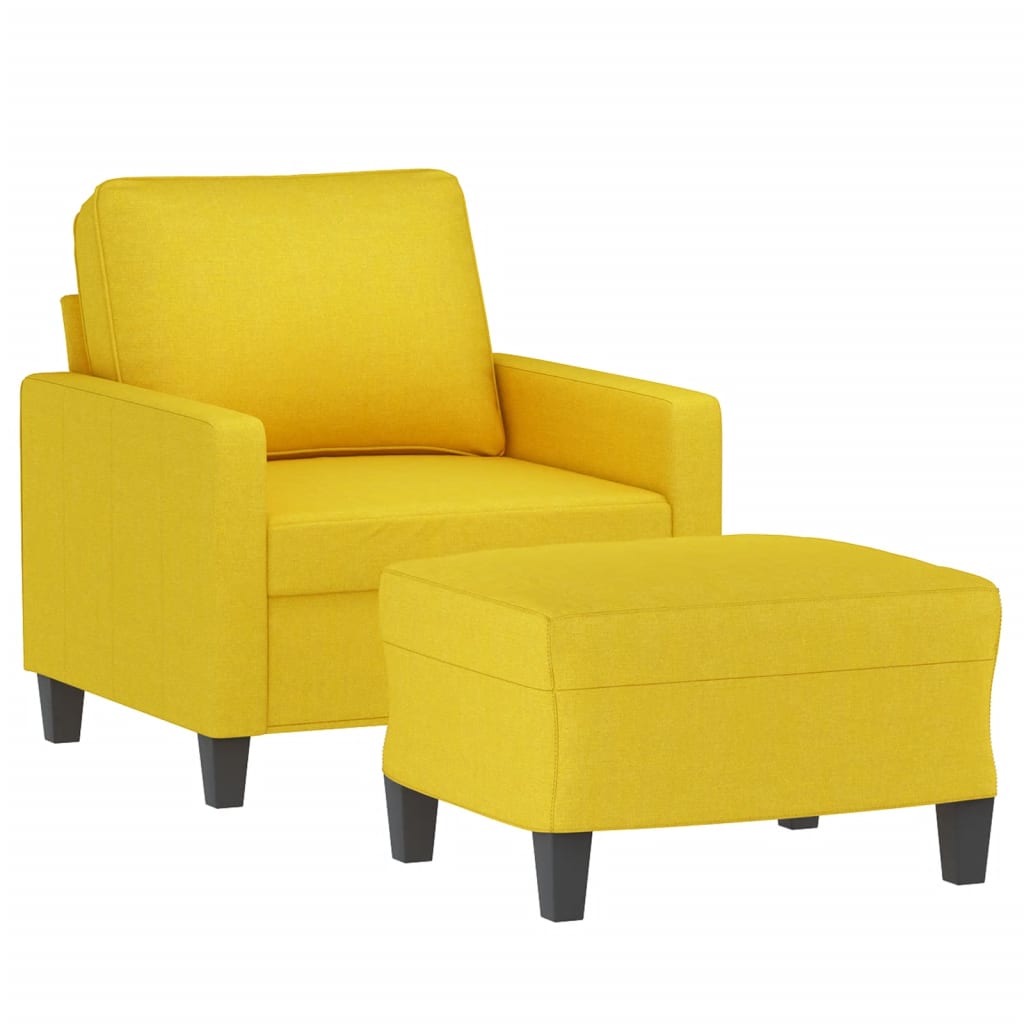 Fauteuil met voetenbank 60 cm stof lichtgrijs