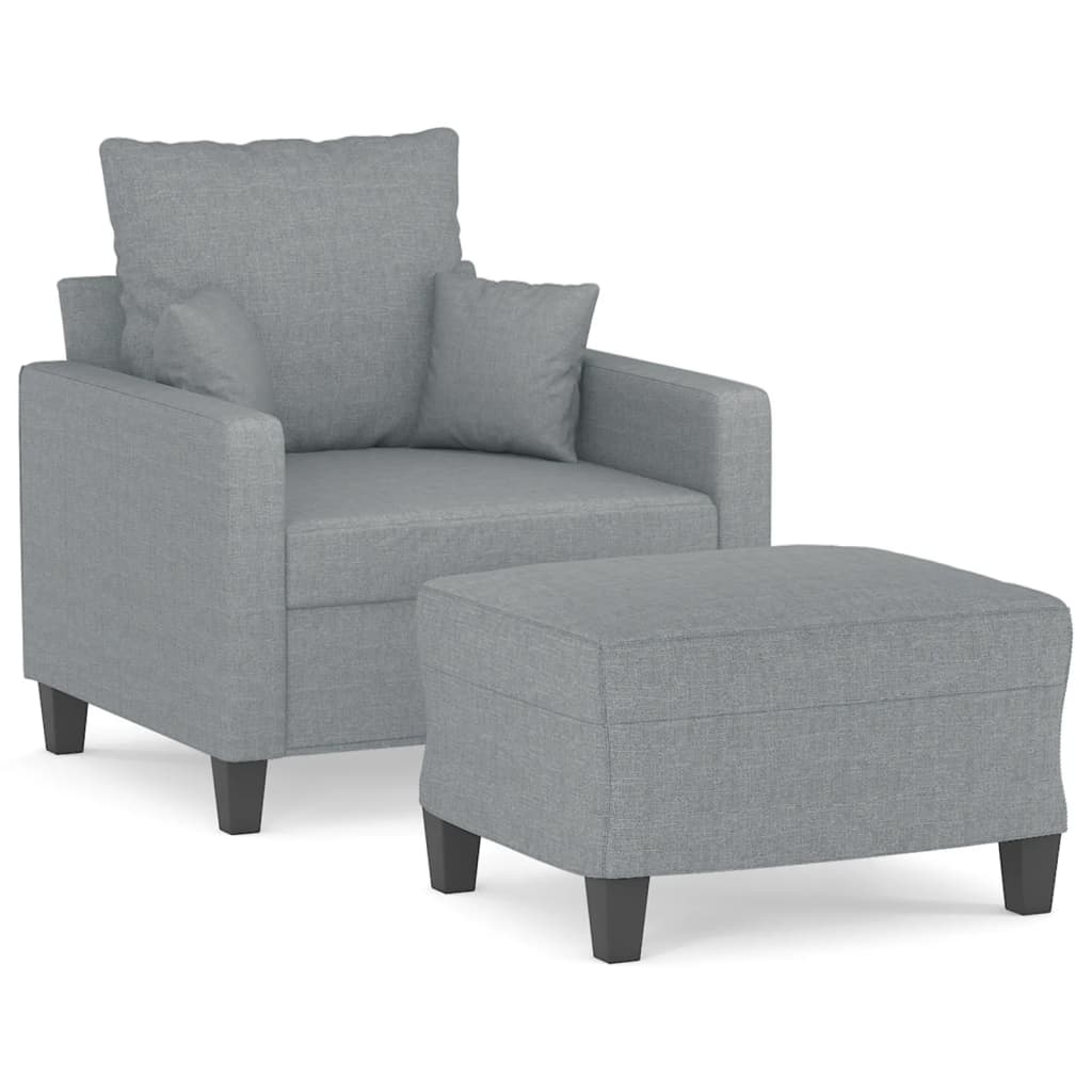 Fauteuil met voetenbank 60 cm stof donkergrijs