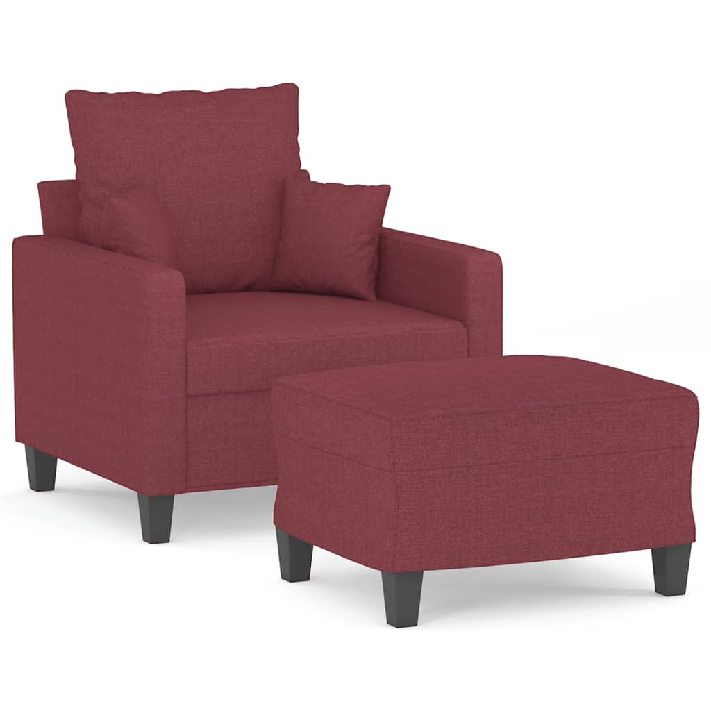 Fauteuil met voetenbank 60 cm stof donkergrijs