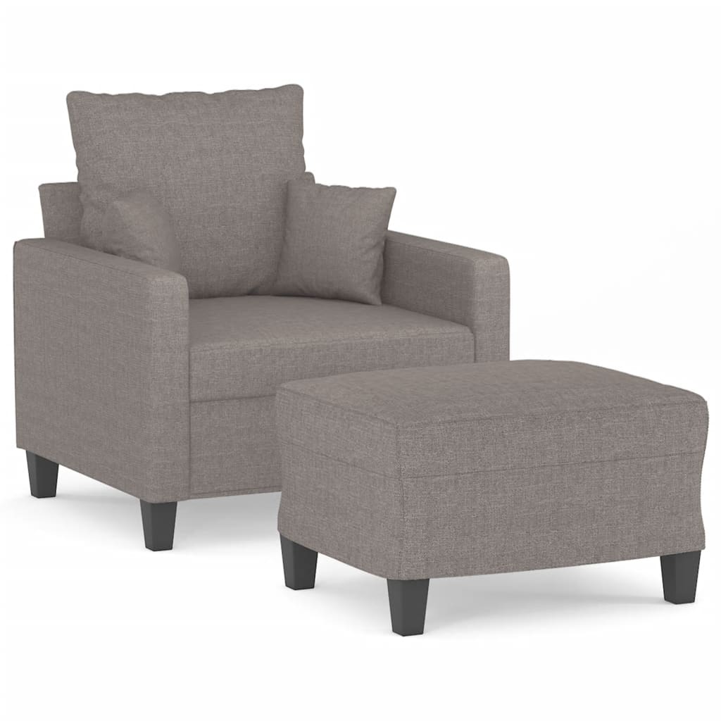 Fauteuil met voetenbank 60 cm stof donkergrijs