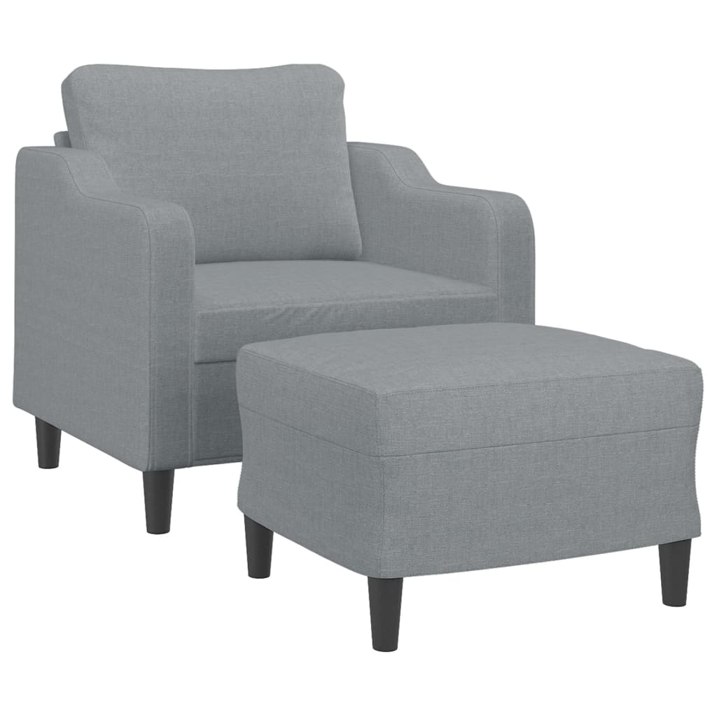 Fauteuil met voetenbank 60 cm stof crèmekleurig