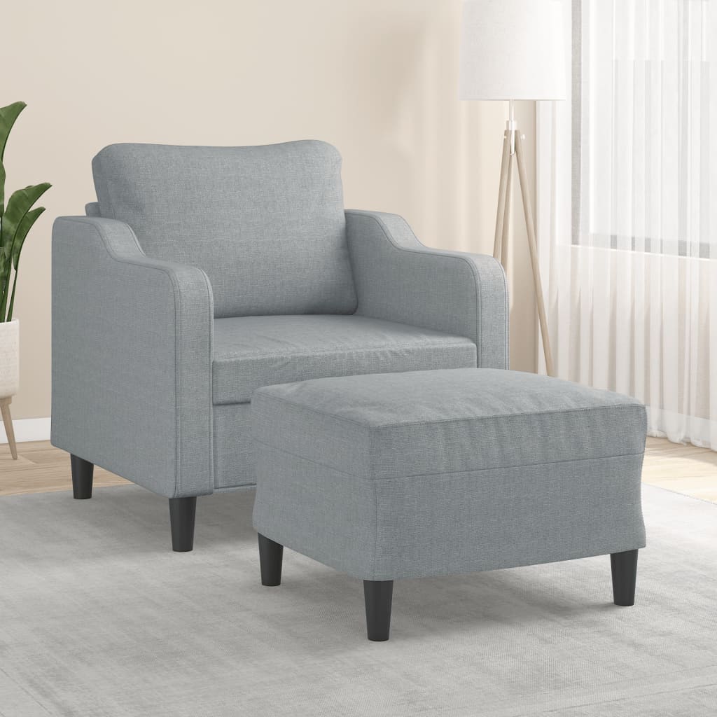 Fauteuil met voetenbank 60 cm stof crèmekleurig