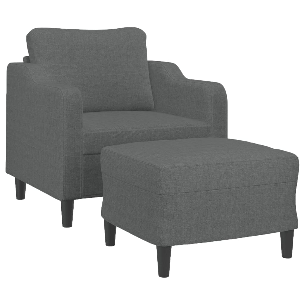 Fauteuil met voetenbank 60 cm stof crèmekleurig