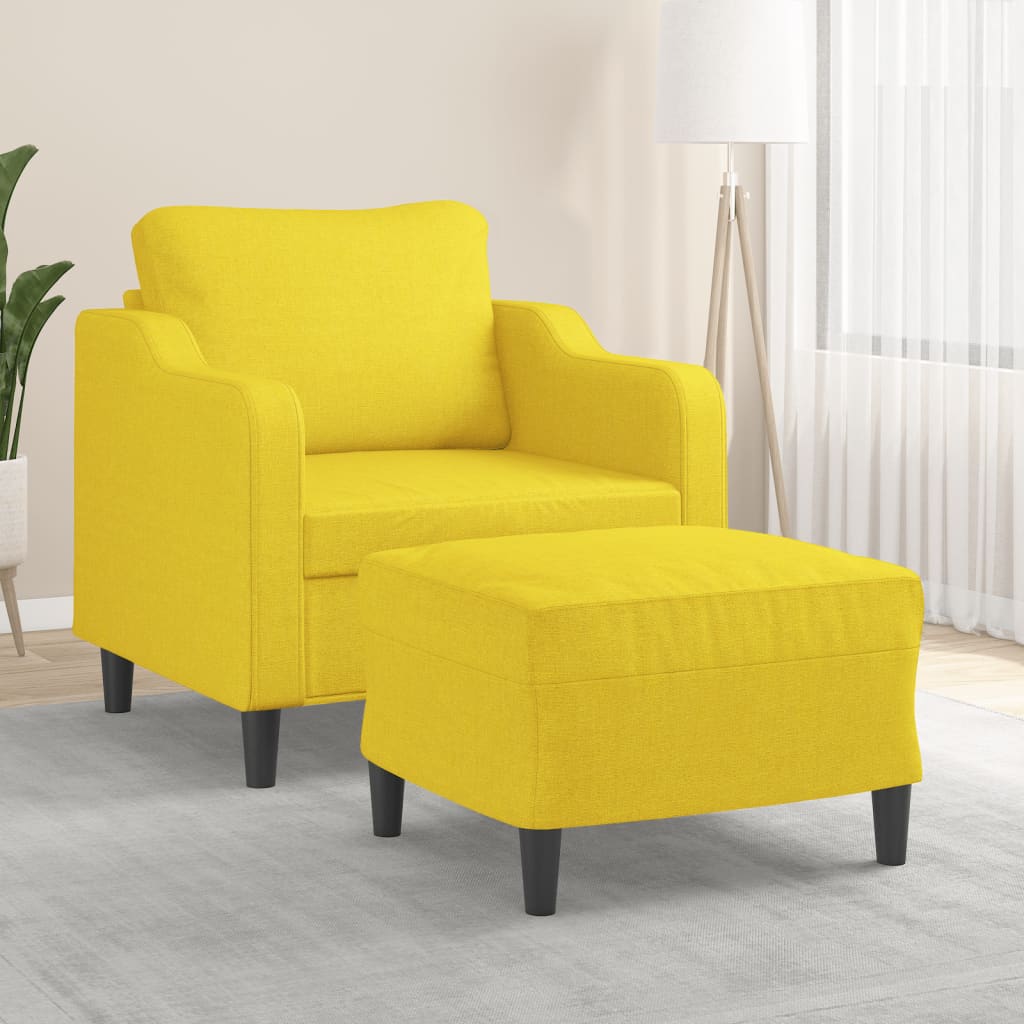 Fauteuil met voetenbank 60 cm stof crèmekleurig