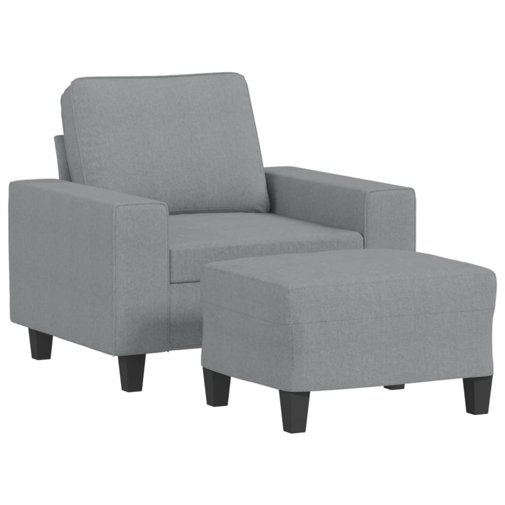 Fauteuil met voetenbank 60 cm stof crèmekleurig