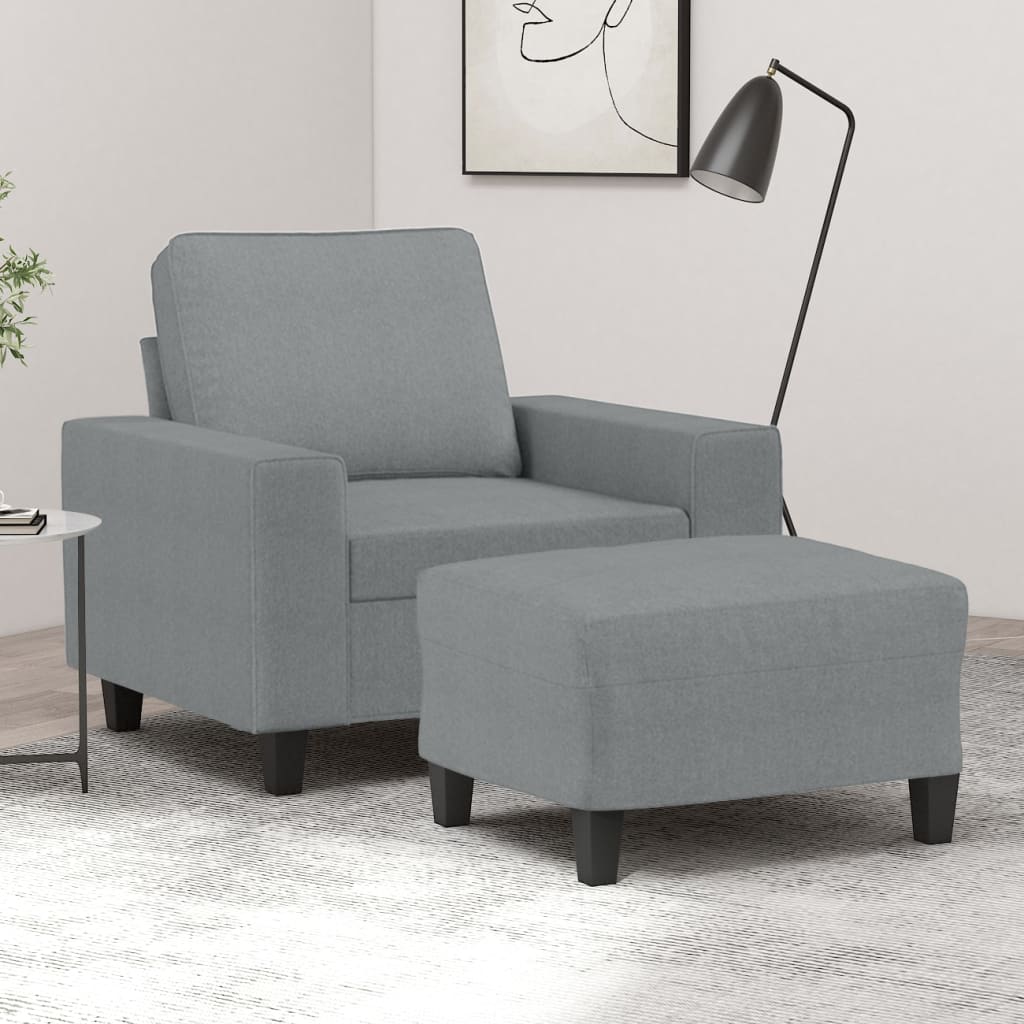 Fauteuil met voetenbank 60 cm stof crèmekleurig