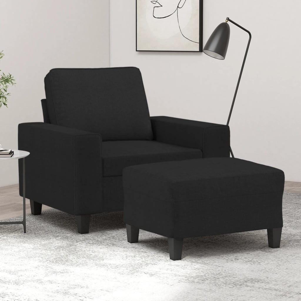 Fauteuil met voetenbank 60 cm stof