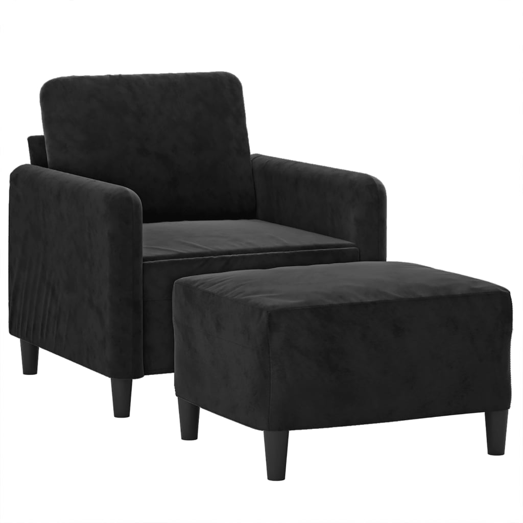 Fauteuil met voetenbank 60 cm fluweel donkergrijs