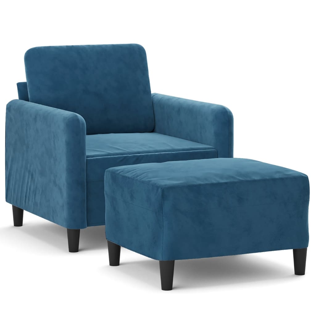 Fauteuil met voetenbank 60 cm fluweel crèmekleurig