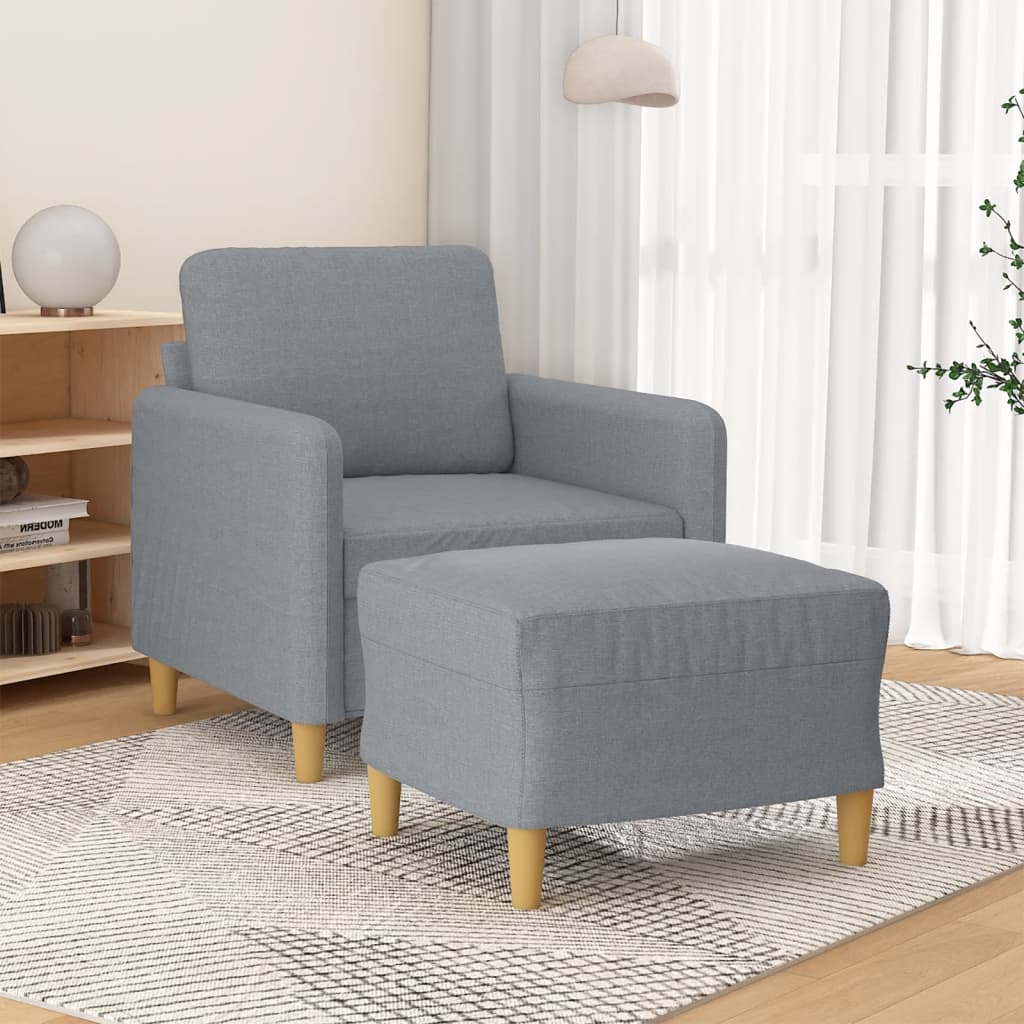 Fauteuil met voetenbank 60 cm stof zwart