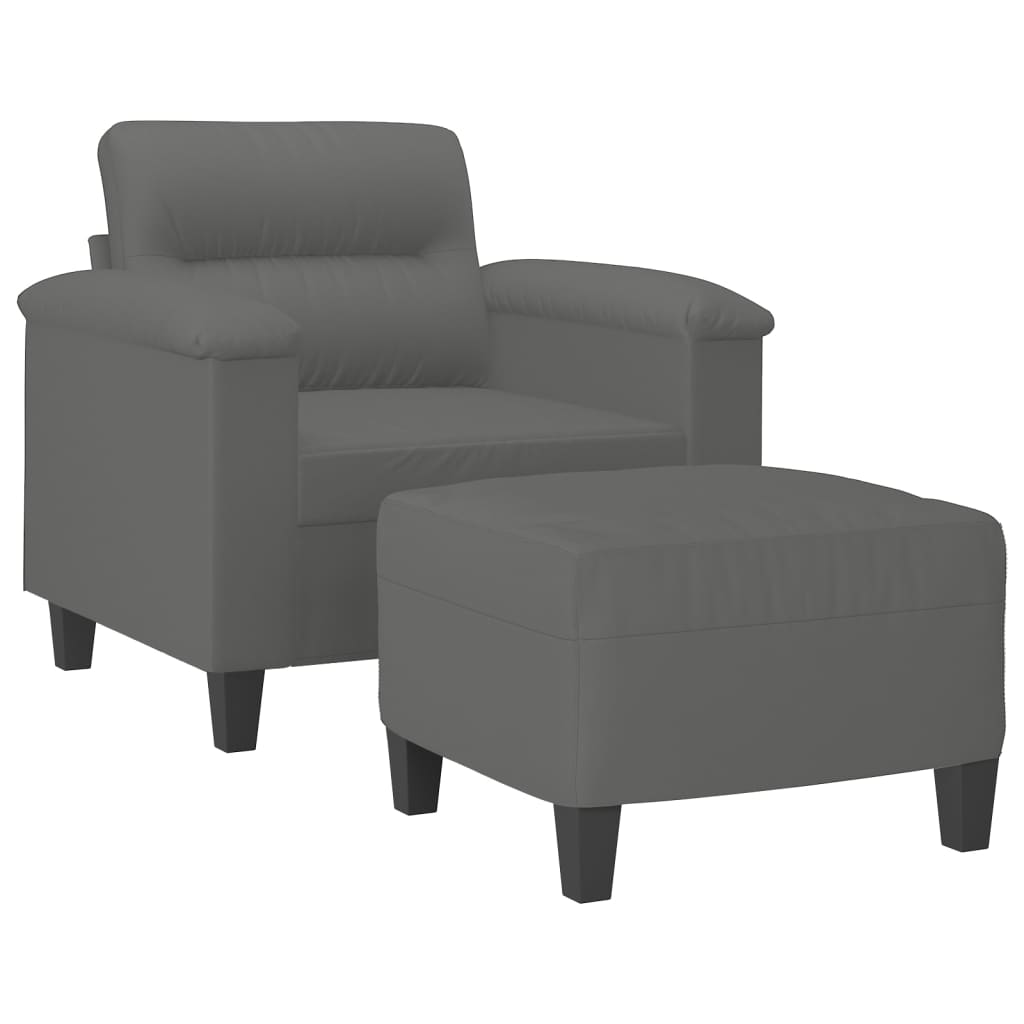 Fauteuil met voetenbank 60 cm microvezelstof lichtgrijs