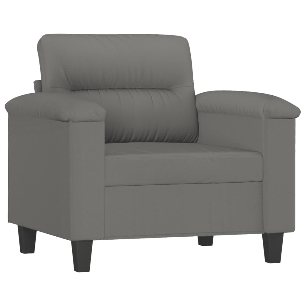 Fauteuil met voetenbank 60 cm microvezelstof lichtgrijs