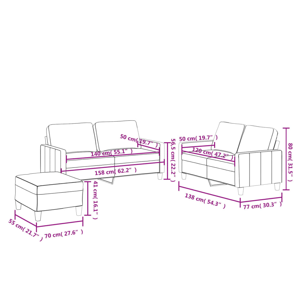 2-delige Loungeset met kussens kunstleer