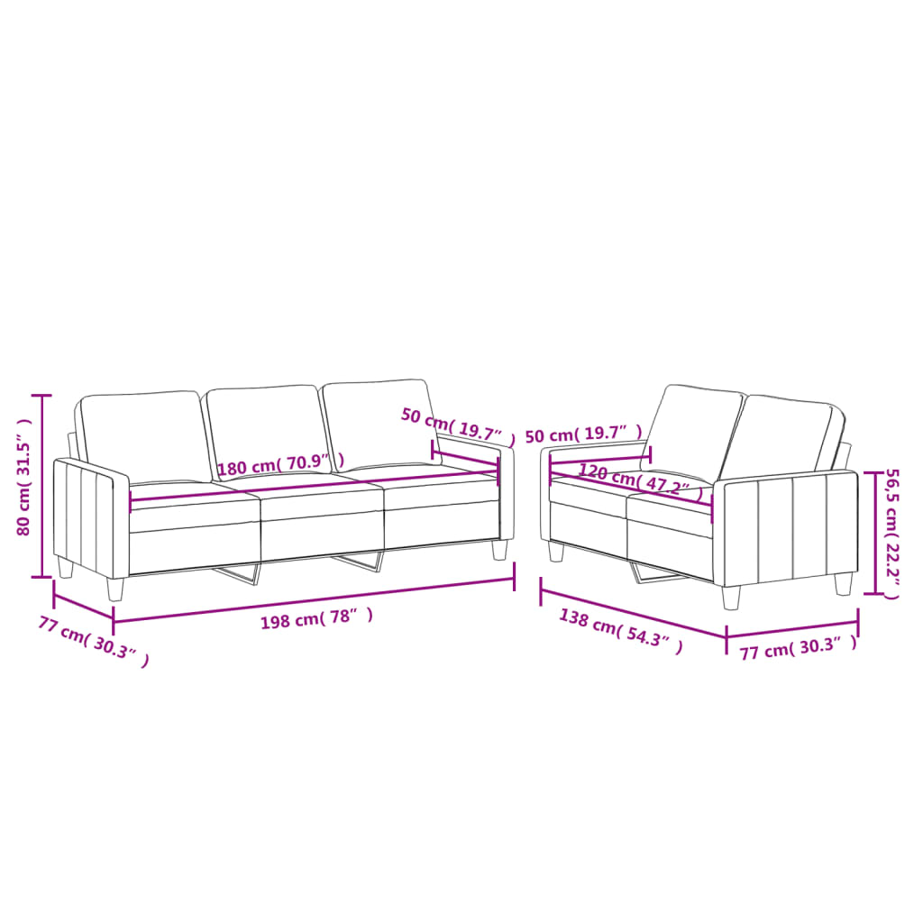 2-delige Loungeset met kussens kunstleer