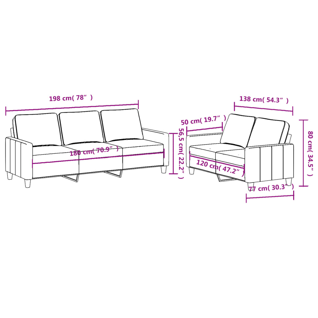 3-delige Loungeset met kussens stof