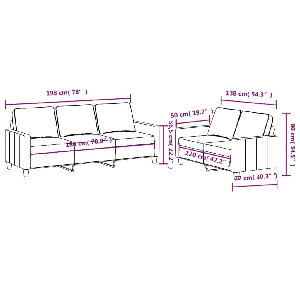 2-delige Loungeset met kussens stof