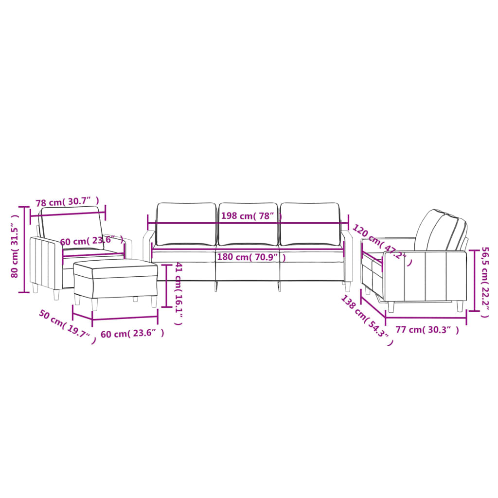 4-delige Loungeset met kussens fluweel