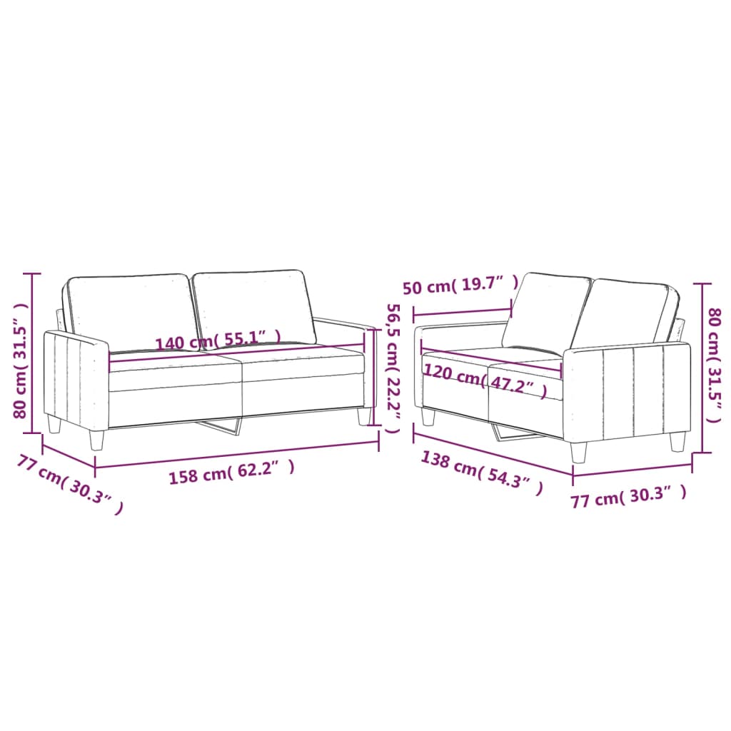 2-delige Loungeset met kussens fluweel