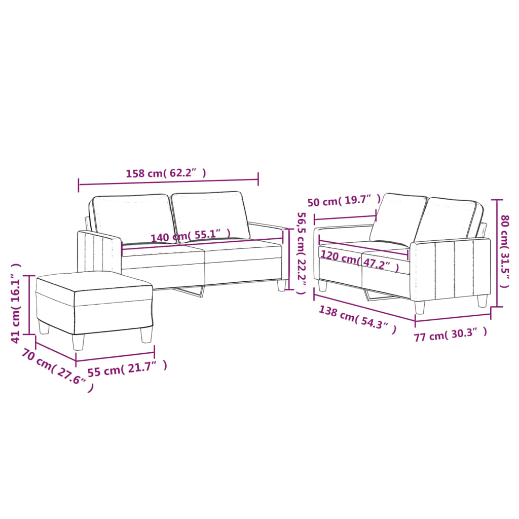 2-delige Loungeset met kussens fluweel