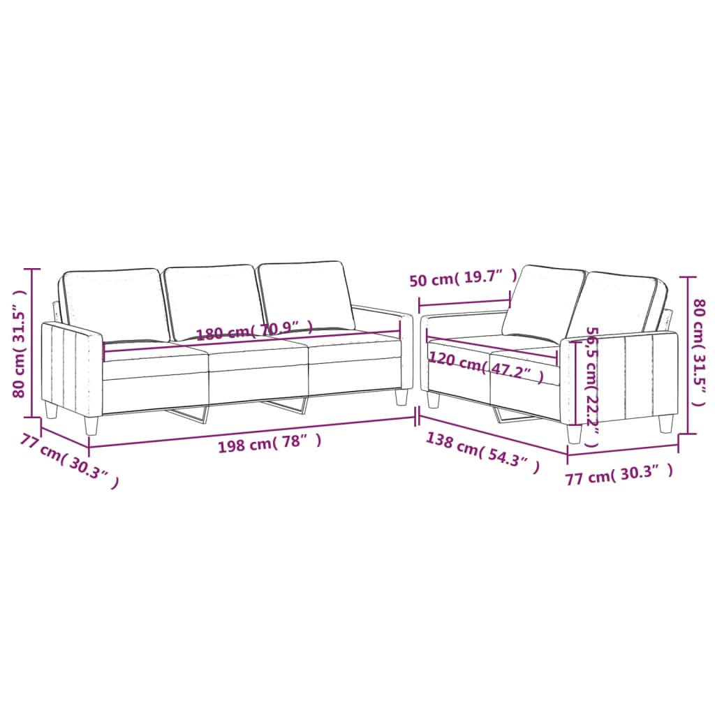 2-delige Loungeset met kussens fluweel