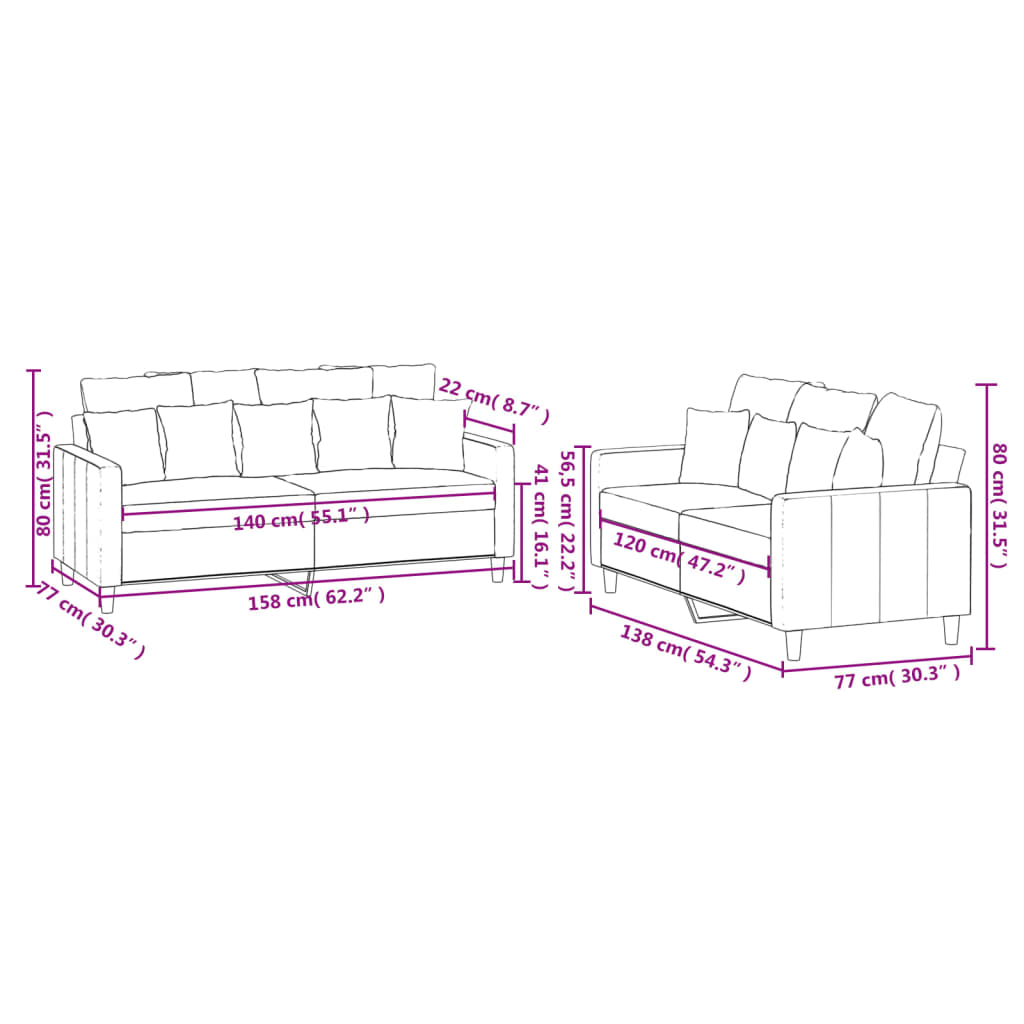 2-delige Loungeset met kussens fluweel