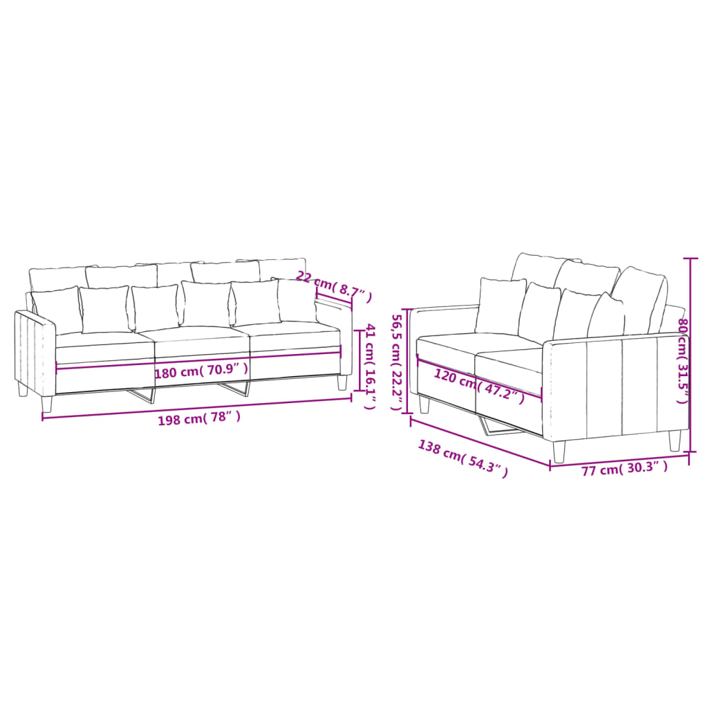 2-delige Loungeset met kussens fluweel bruin