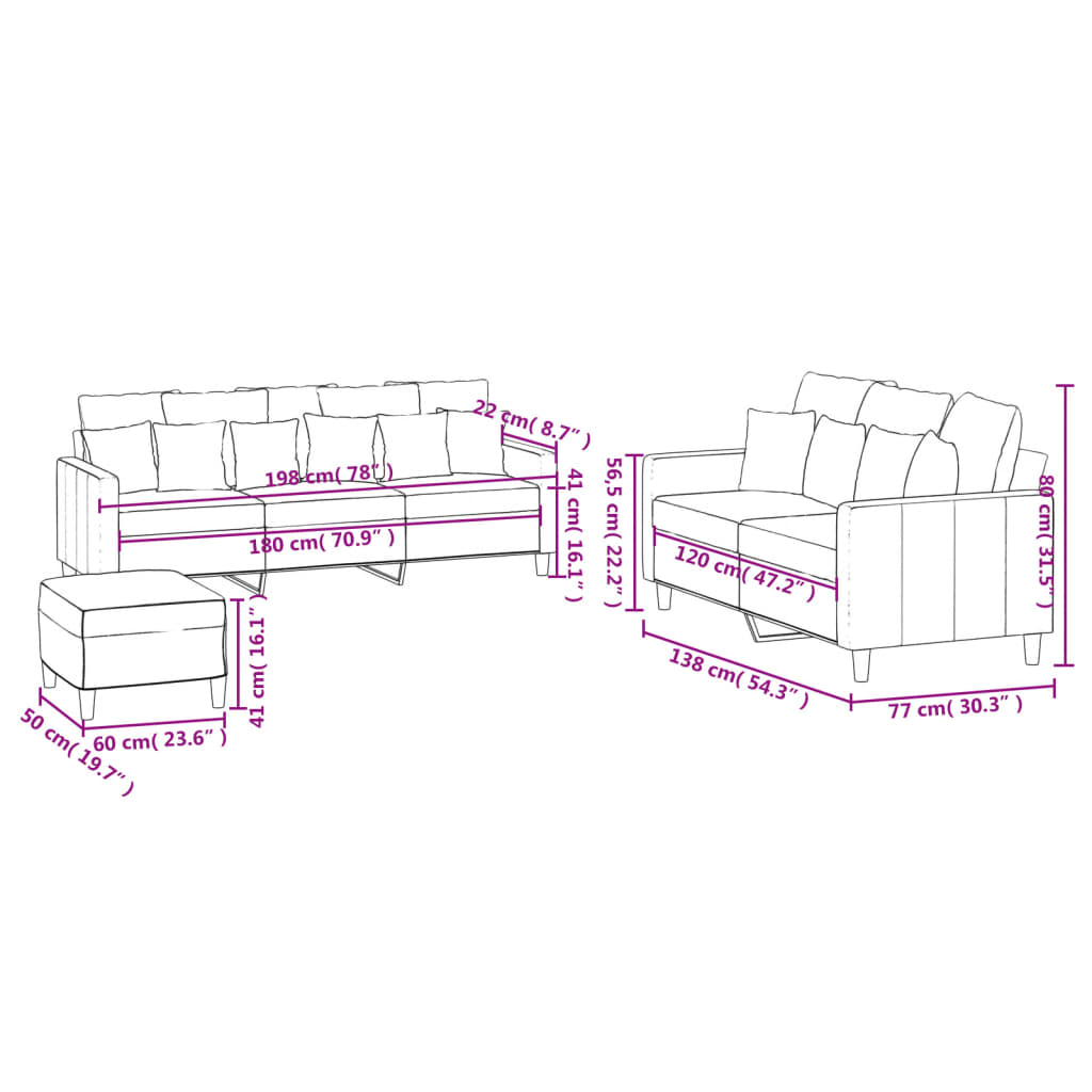 2-delige Loungeset met kussens fluweel bruin