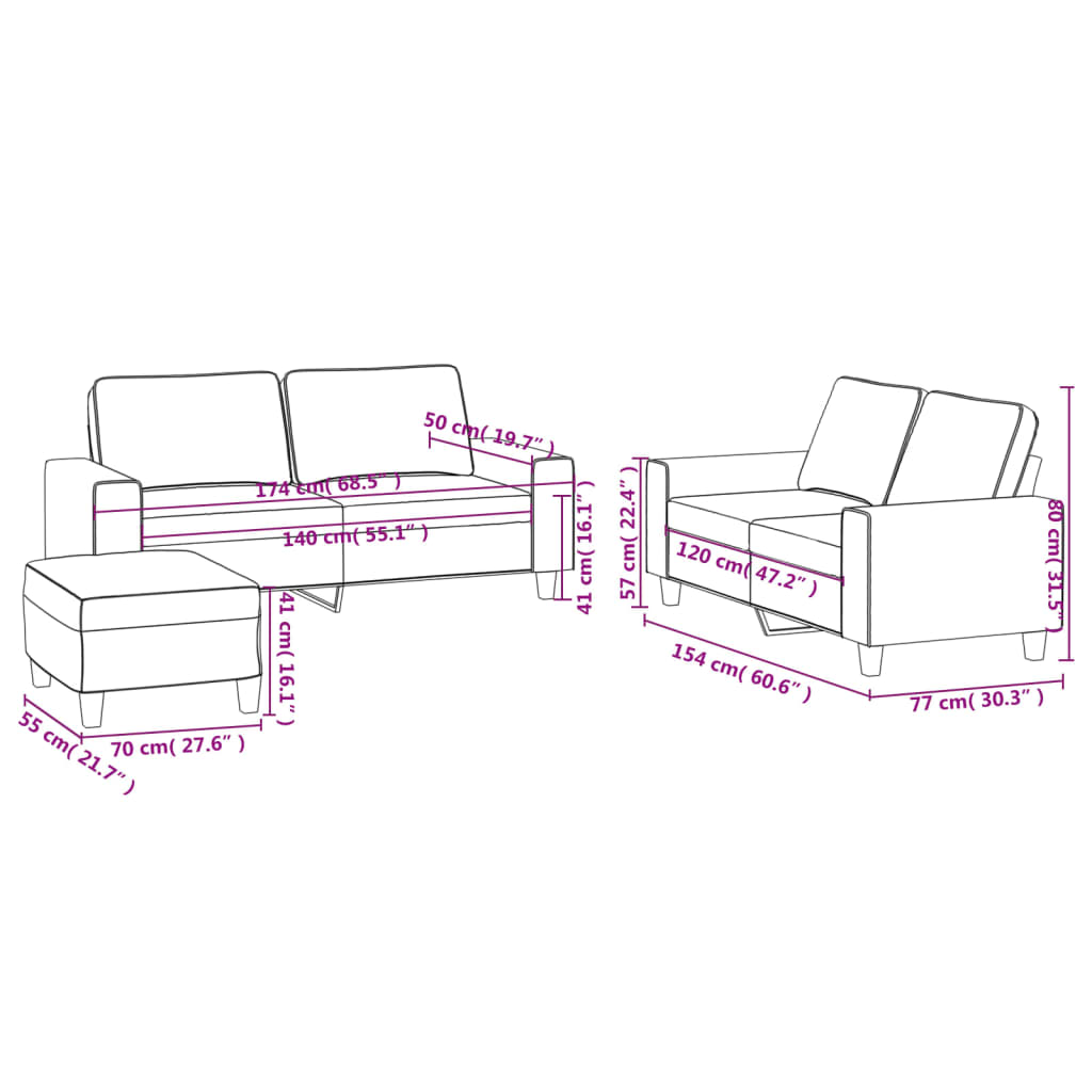 2-delige Loungeset stof