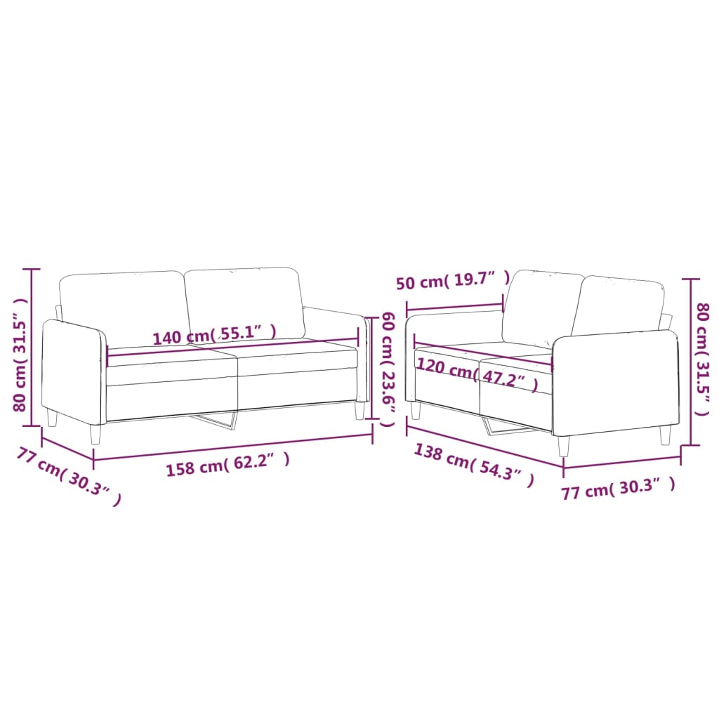 2-delige Loungeset met kussens stof