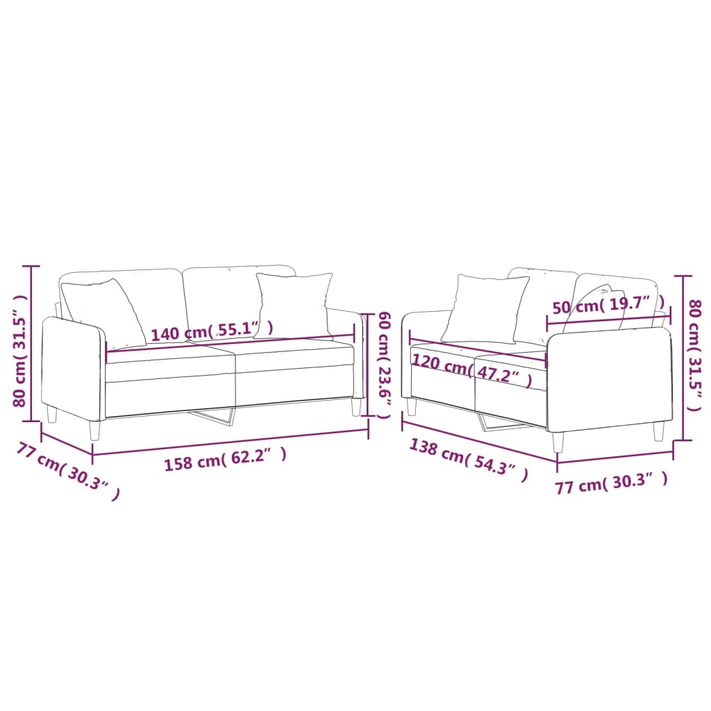 2-delige Loungeset met kussens stof