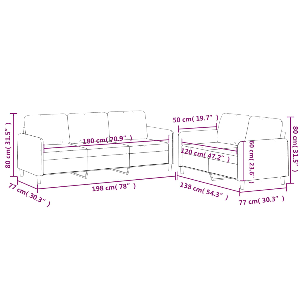 2-delige Loungeset met kussens stof bruin